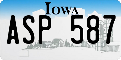 IA license plate ASP587