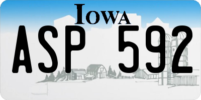IA license plate ASP592