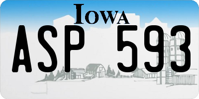 IA license plate ASP593