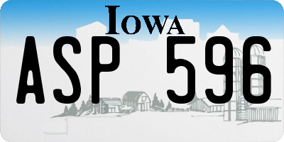 IA license plate ASP596