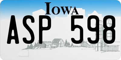 IA license plate ASP598