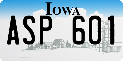 IA license plate ASP601