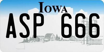 IA license plate ASP666