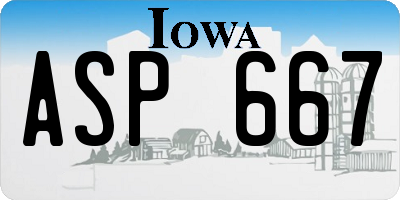 IA license plate ASP667