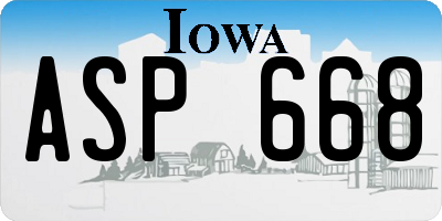 IA license plate ASP668