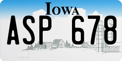 IA license plate ASP678