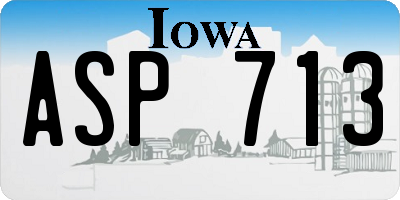 IA license plate ASP713