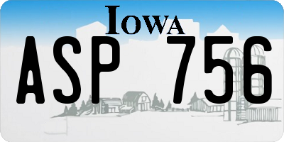 IA license plate ASP756