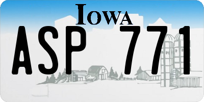 IA license plate ASP771