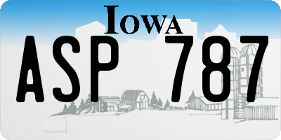 IA license plate ASP787