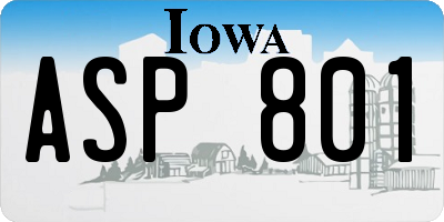 IA license plate ASP801