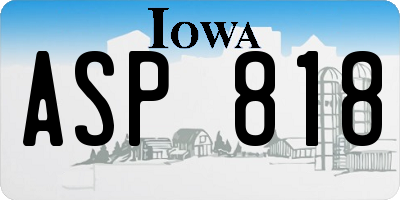 IA license plate ASP818