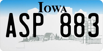 IA license plate ASP883