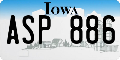 IA license plate ASP886