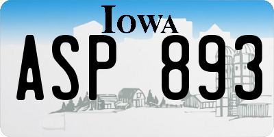 IA license plate ASP893