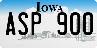 IA license plate ASP900