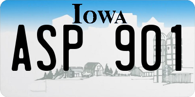 IA license plate ASP901
