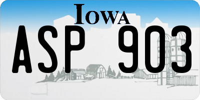 IA license plate ASP903