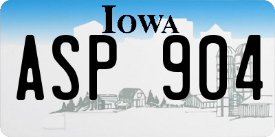 IA license plate ASP904