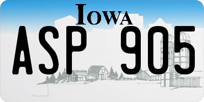 IA license plate ASP905