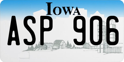 IA license plate ASP906
