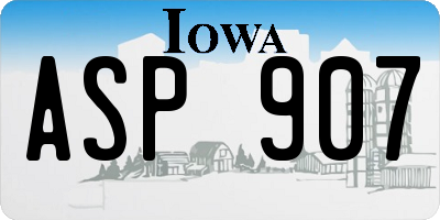 IA license plate ASP907