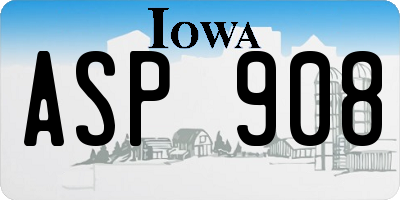 IA license plate ASP908