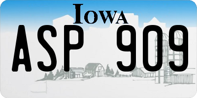 IA license plate ASP909