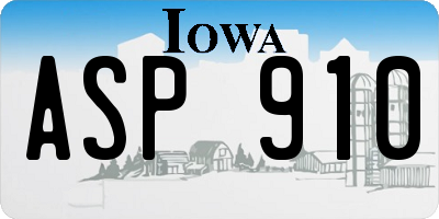IA license plate ASP910