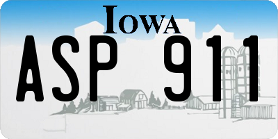 IA license plate ASP911