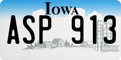 IA license plate ASP913