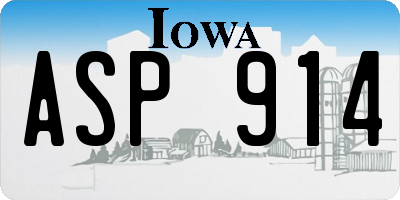 IA license plate ASP914