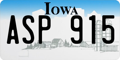 IA license plate ASP915