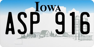 IA license plate ASP916