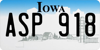 IA license plate ASP918