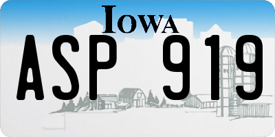 IA license plate ASP919