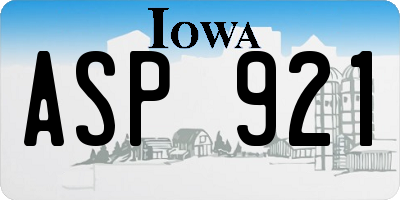 IA license plate ASP921