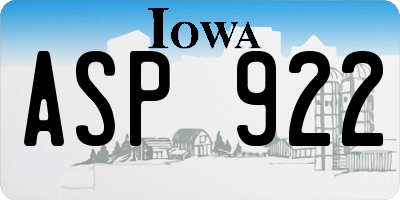 IA license plate ASP922