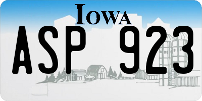 IA license plate ASP923