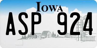 IA license plate ASP924