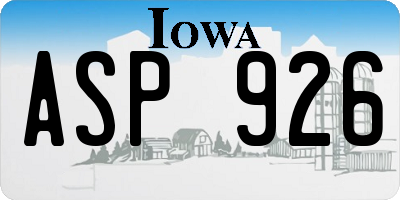 IA license plate ASP926