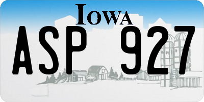 IA license plate ASP927