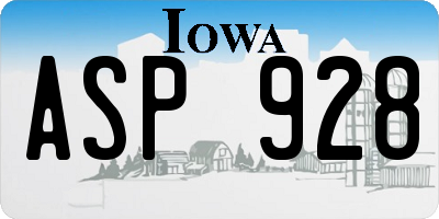 IA license plate ASP928