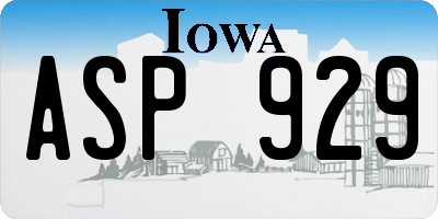 IA license plate ASP929