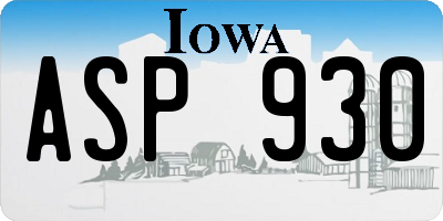 IA license plate ASP930