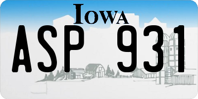 IA license plate ASP931