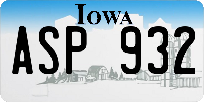 IA license plate ASP932