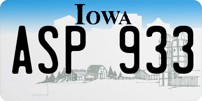 IA license plate ASP933
