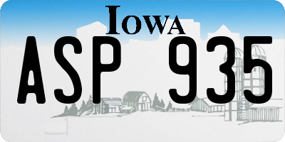 IA license plate ASP935