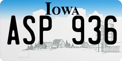 IA license plate ASP936